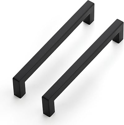 Ravinte 10 Pack Kitchen Door Handles Black 160mm Cupboard Pulls Square Bar