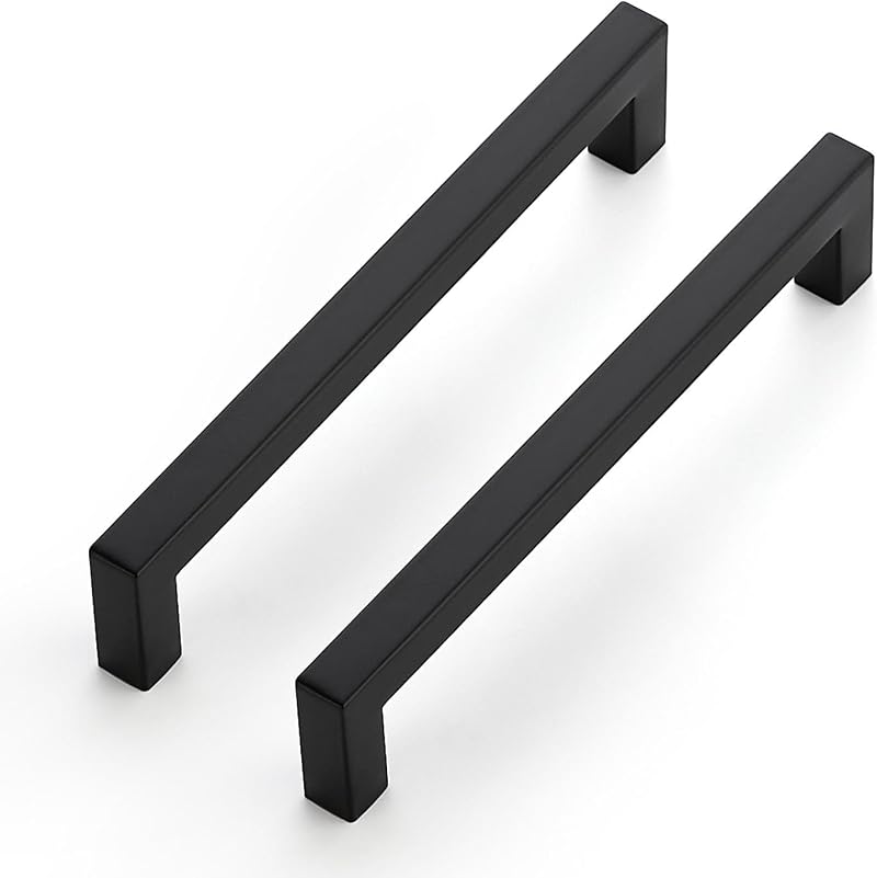 Ravinte 10 Pack Kitchen Door Handles Black 160mm Cupboard Pulls Square Bar