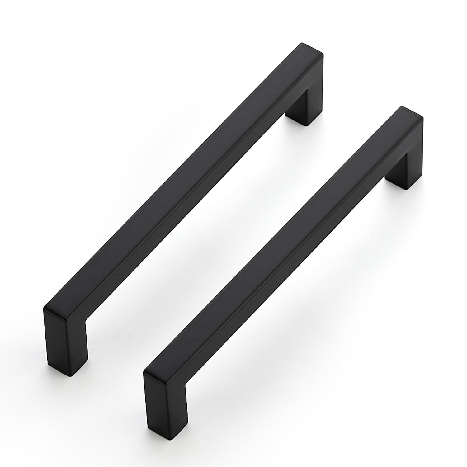 Ravinte 5 Pack Kitchen Door Handles Black Handles for Cupboards 160mm Cupboard Pulls Kitchen Cabinet Pulls Square Bar Wardrobe Hardware Cabinet Door Hardware — image 1