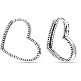 LeCalla 925 Sterling Silver Heart Hoop Earrings for Women | Love Theme Heart Shaped Hoop Earring | Womens Italian Love Heart Earrings Hoops