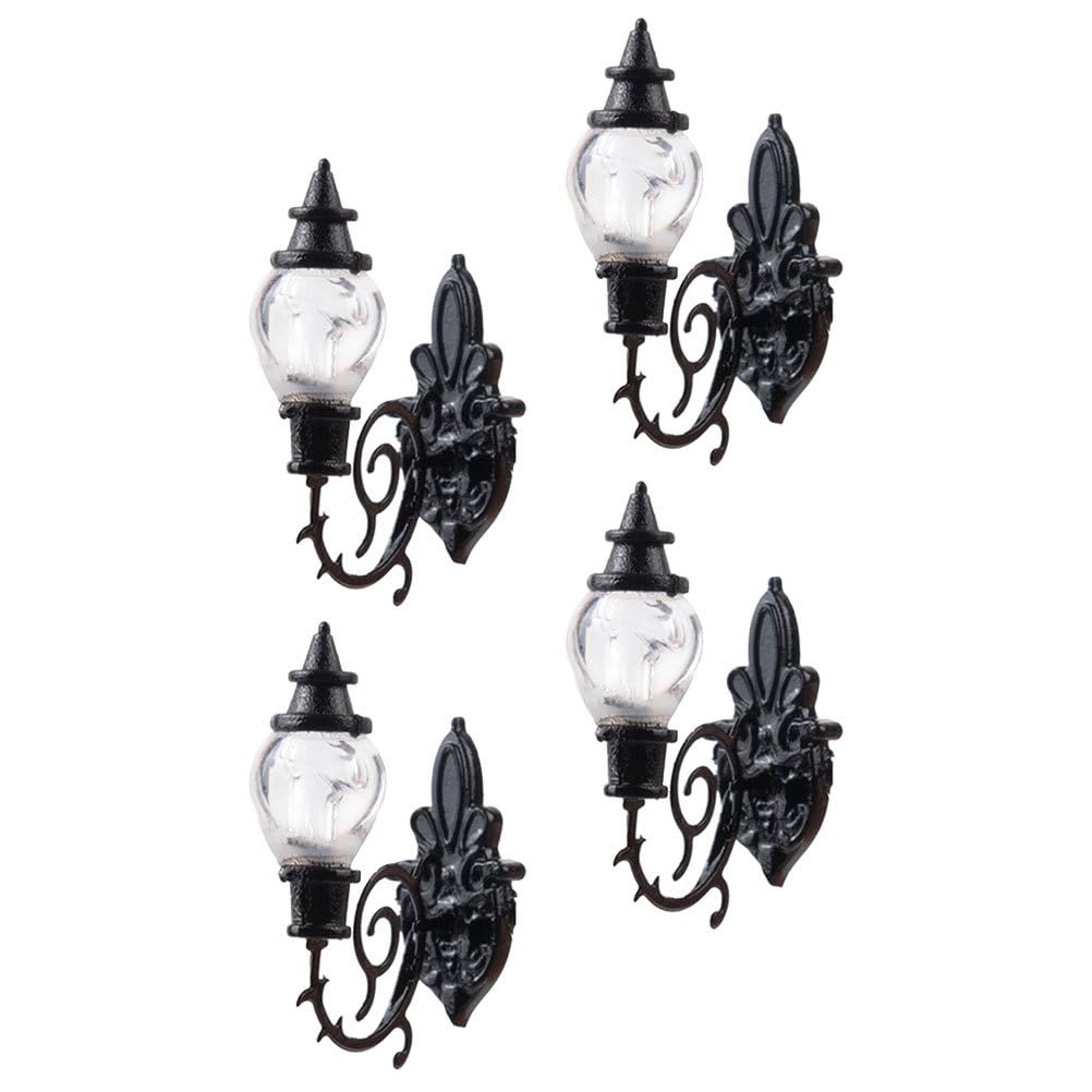 Angoily 4pcs Dollhouse Wall Light 1/64 Diorama Led Landscape Lights Diy Lamp Mini Lamp Model Micro Landscape Lamp Miniature Wall Lamp Mini Diy Lantern Stainless Steel Puppet Street Light