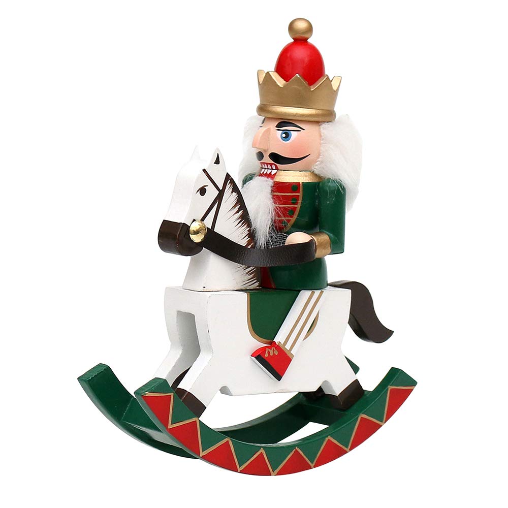 Dekohelden24 Wooden Nutcracker Riding Lead in Green, L/W/H: 12 x 3.5 x 15 cm, 15 cm