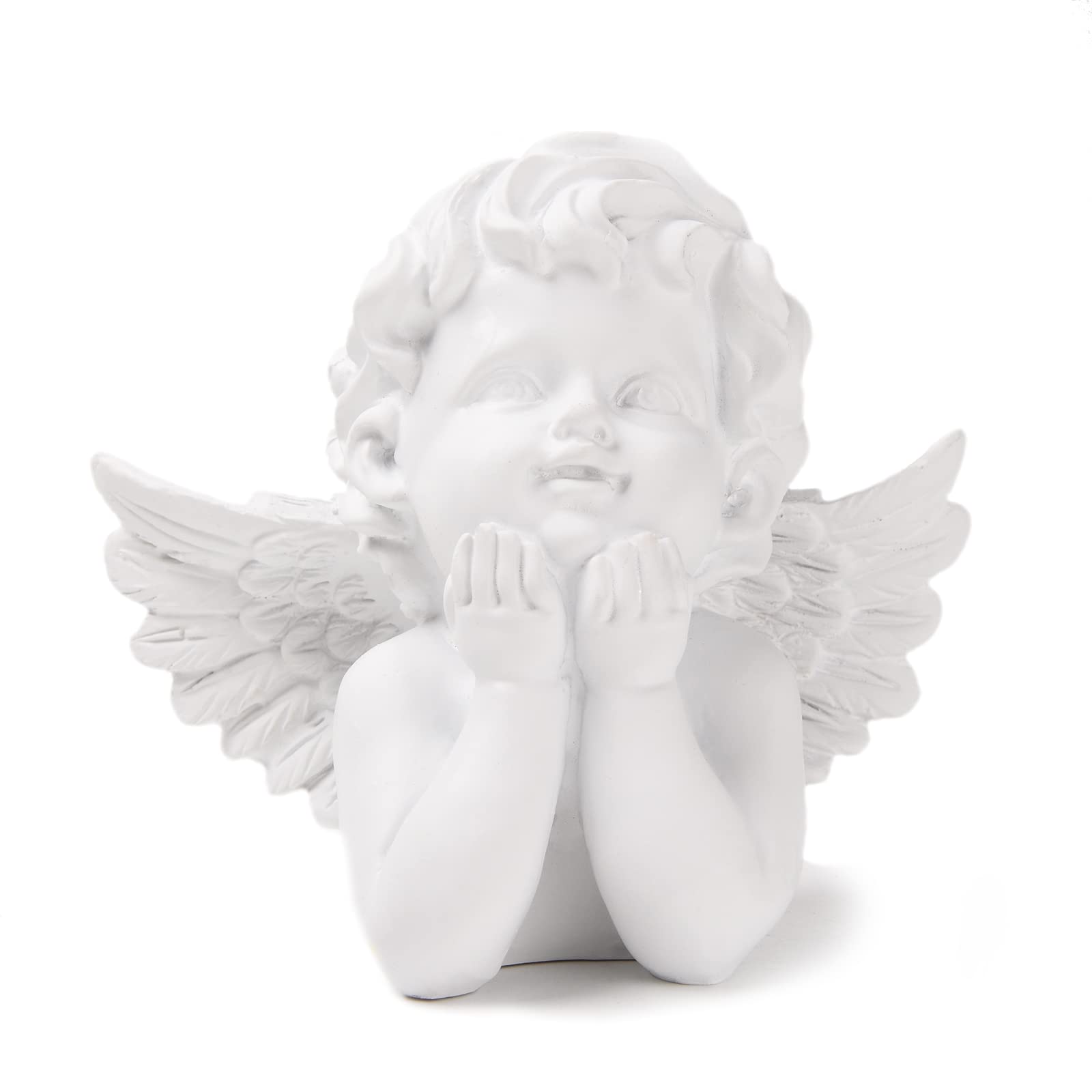 STCREE Resin White Praying Angel Statue Cherub Wings Figure Home Office Farmhouse Decoration Memorial Statue TQGJST116