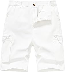QPNGRP Men's 9" Inseam Stretch Waist Zipper Cargo