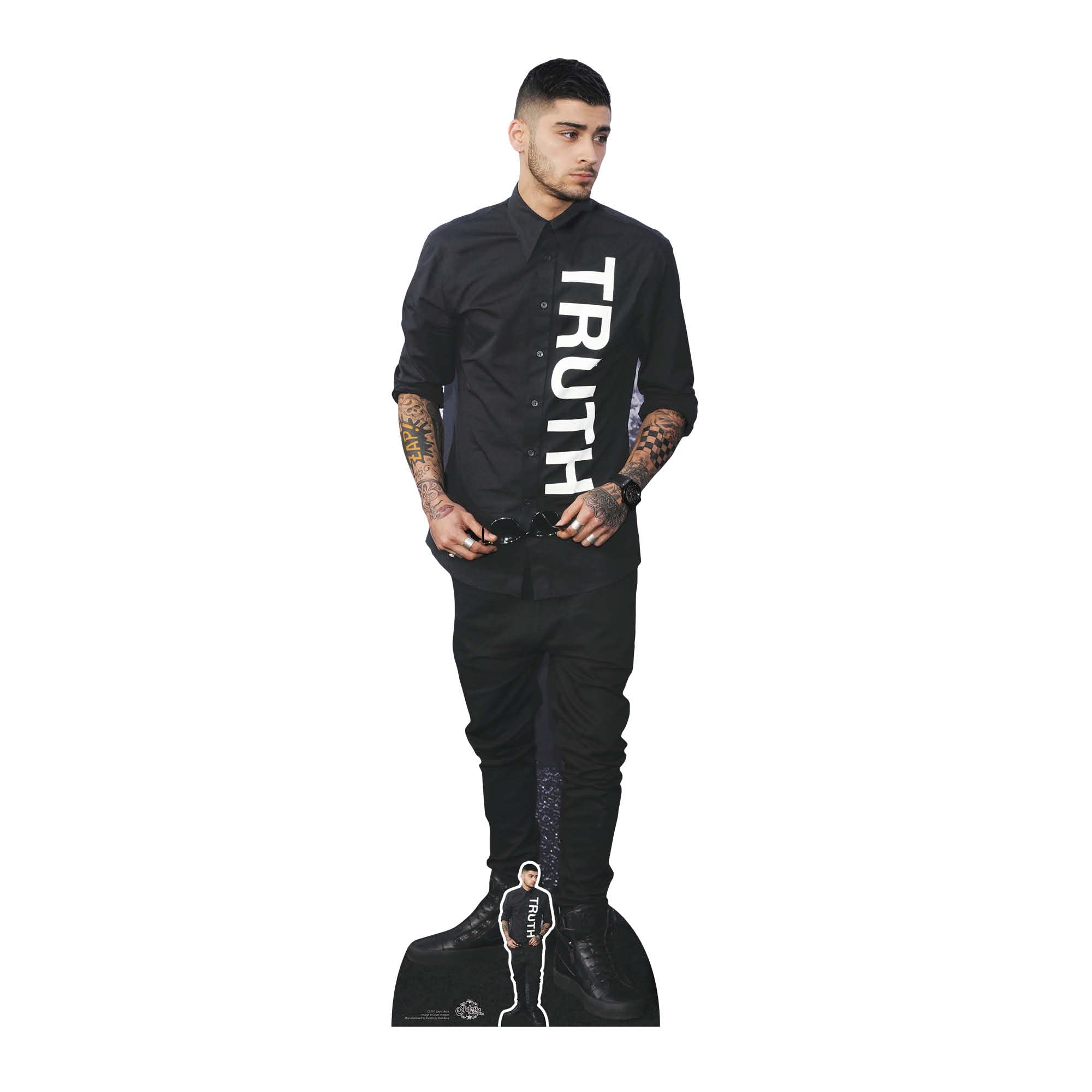STAR CUTOUTS Zayn Malik Lifesize Cardboard Cutout With Mini Black Outfit, Zayn Malik Black Outfit