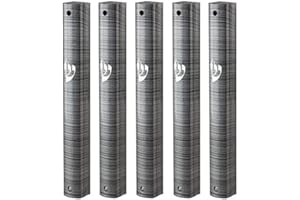 super stam MEZUZAH Aluminum CASE Holder. Self Stick Waterproof Rubber Cork Silver shin Fits 12 and 15 cm Scroll 5 Pack (Black with Silver Lines, 15)