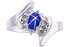 Rylos Floral Designer Ring with 6X4MM Oval Gemstone & Sparkling Diamonds in Sterling Silver- Birthstone Jewelry for Women - Available in Sizes 5 to 10 Embrace Elegance!