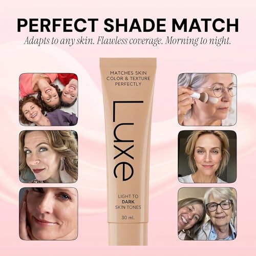 Luxe Changing Foundation for Light to Medium Skin Tone with Essential Brush Set – Smooth, Buildable Coverage – Includes Professional Makeup Brush for Flawless Application