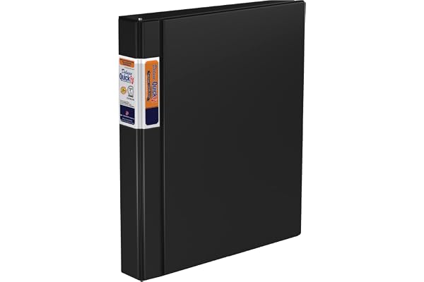 QuickFit Heavy-Duty Commercial Binder, 3-Ring D-Ring Binder, Black, 1 Inch