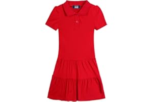 LittleSpring Girls Uniform Pique Polo Dress Short Sleeve