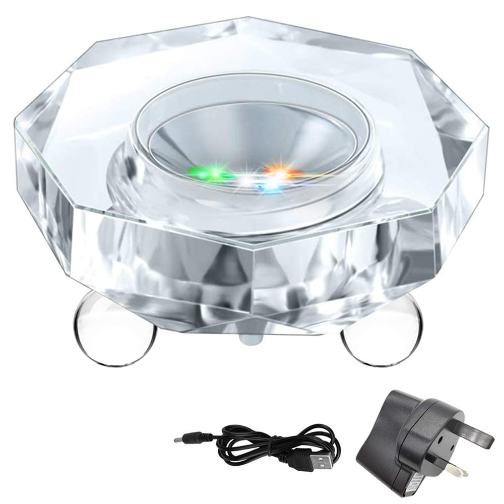 WingFly Crystal Light Base, LED Show Base Crystal Display Light Stand Multicolor LED Crystal Show Stand Display Plate for Crystals Glass Art Figurine Jewelry Display Stand (Octagon)