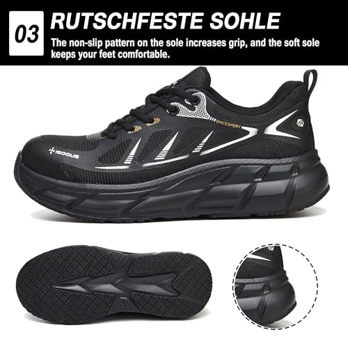 Safety Shoes Men Work Sneakers Women Comfortable Lightweight Safety Shoes with Breathable Steel Toe Caps