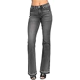 Judy Blue Mid Rise Tummy Control Washed Gray Release Hem Flare Jeans by Ivory Gem