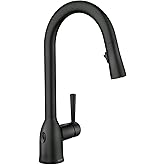 Moen Adler Matte Black Motionsense Wave Sensor Touchless One Handle Pulldown Kitchen Faucet Featuring Power Clean, 87233EWBL