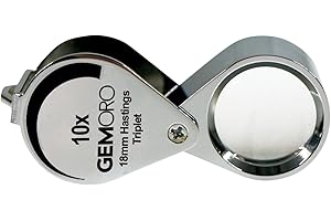 GemOro Jewelers Loupe Magnifier | Chrome Hastings Triplet 10x Jewelry Eye Loop Magnifying Glass Monocle for Watch Repair Diamonds Coins Plants Gems Stamps Rings Earrings | Pocket Microscope (18mm)