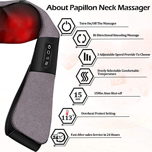 Massagers for Neck and Back Pain Relief,Shiatsu Shoulder Massager with Heat,Electric Cervical Massage Pillow with 8 Deep Tissue Massage Nodes for Waist,Foot,Legs,Body Muscle,Great Gifts for Men/Women