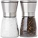 Salt and Pepper Grinder Set for Professional Chef - Ceramic Spice Shaker - Stainless Steel Salt and Pepper Mill pair with Adjustable Coarseness - Easy to Fill and Maintain Spice Freshness