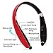LBell Bluetooth Headset, [Update Version] Wireless Bluetooth V4.1 Foldable & Retractable Neckband Headphones (Red)