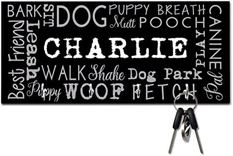 Personalized Dog Word Collage Key and Leash Hanger