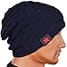 Men Reversible Slouchy Beanie Hat Unisex Skull Hat (Navy)