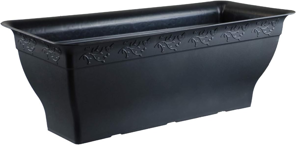 Extra Large Black Plastic Butterfly Embossed Trough Planter 25cm (H