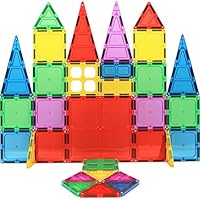 Magnet Build Magnet Tile Building Blocks Extra Strong Magnets & Super Durable 3D Tiles, Educational, Creative, Assorted Shapes & Vibrant Bright Colors (Set of 32)