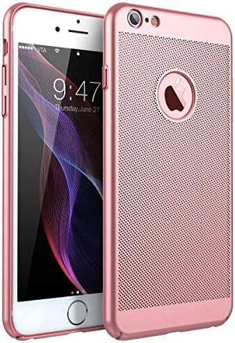 iPhone 6 Plus Case, iPhone 6S Plus Case, CinoCase Ultra Slim Mesh Case Lightweight Heat Dissipation Anti-Scratch Premium Hard PC Shell Protective Case Cover for iPhone 6 Plus/6S Plus - Rose Gold