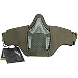 OneTigris 4.5" Tactical Foldable Half Face Mask Protective Mesh Mask Fit Women & Teenagers (Ranger Green)