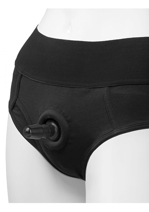 Doc Johnson - Vac-U-Lock Slip Geschirr mit Analplug Briefs - S/M - Schwarz