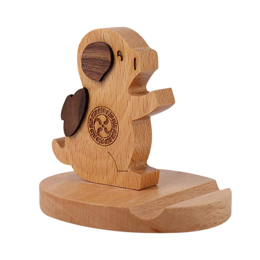 UKCOCO Wood Phone Stand - Phone Holder Desk Creative Mobile Phone Stand Cartoon Pig Universal Desktop Phone Bracket Wooden Portable Smartphone Holder
