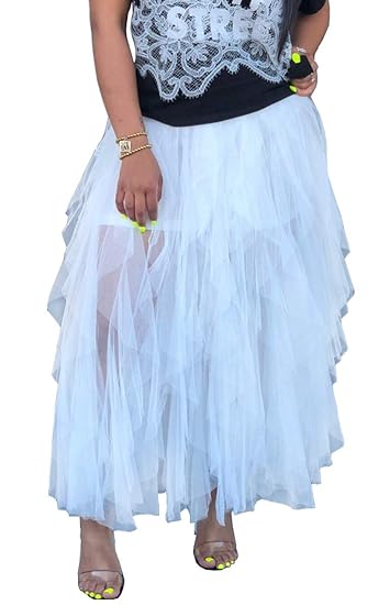 White ruffle mesh skirt Clearance