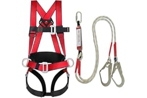 Kutir Safety Harness Heavy-Duty Fall Protection Kit: Full Body Roofing Harness with Shock Absorbing Lanyard and Enhanced Comfort Waist Pad for Ultimate Safety, Comfort and Protection