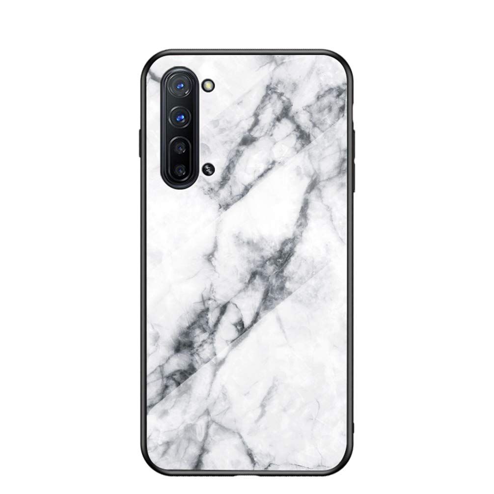BRAND SET Case for OPPO Find X2 Lite Case Marble Tempered Glass All Inclusive Cover Soft Silicone Edge Hard Case Compatible with OPPO Find X2 Lite-White