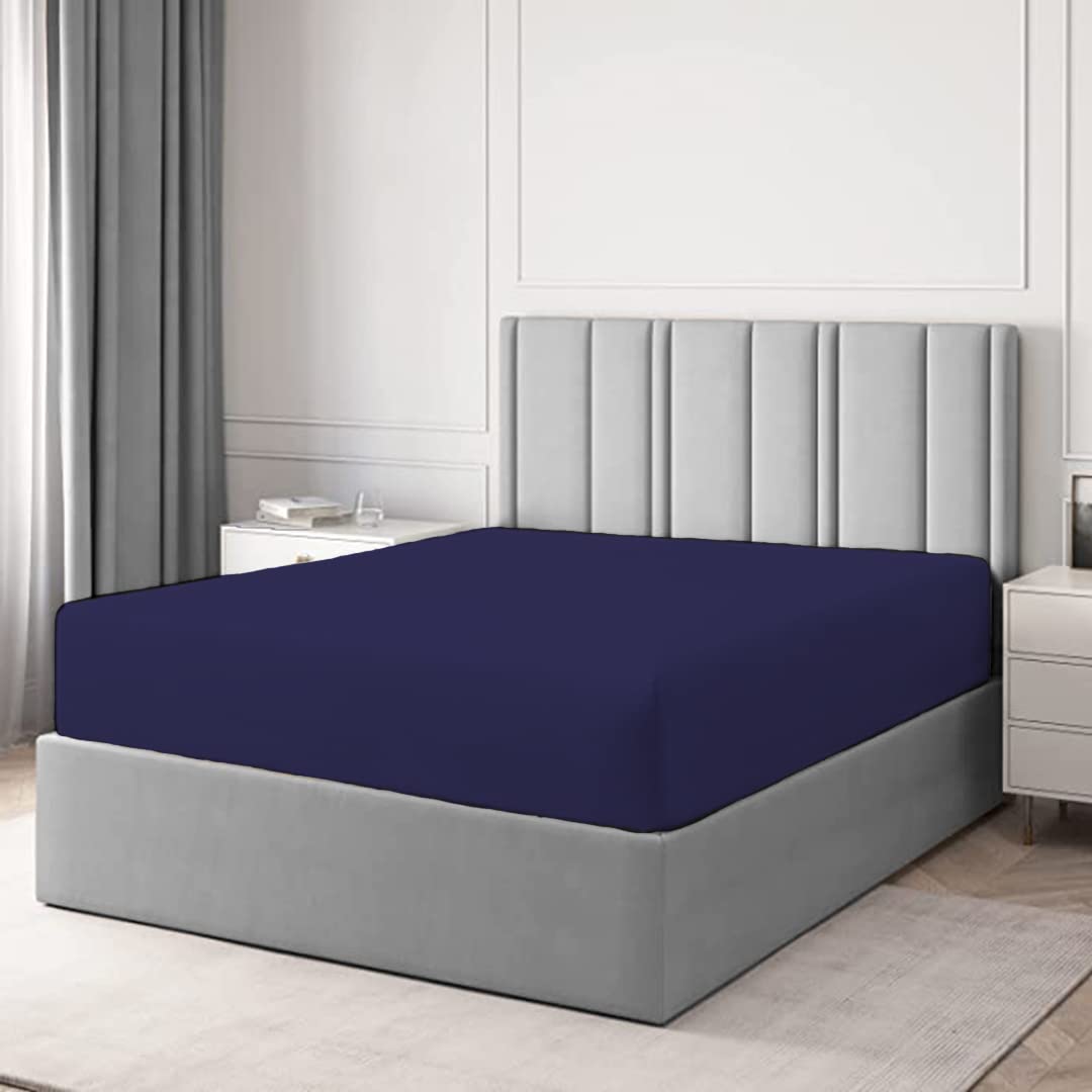 Dazzle Collection® Navy Extra Deep Small Double Fitted Sheets 4FT Bed, 16"/40CM Deep Poly Cotton Easy care Machine washable. (Deep Fitted Sheet Single Bed)