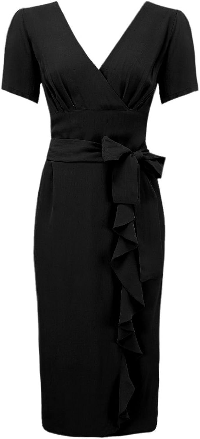 plain black wrap dress