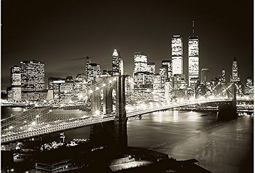 Quick Murals Manhattan Brooklyn Bridge at Night High Definition Wall Mural Huge 12ft 6in Wide x 9ft High Covers an Entire Wall!