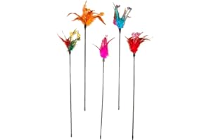 Generic Christmas Interactive Cat Teaser Wand with Loud 20" Stick and Handle Featuring Feathers for (Red, 50cm)