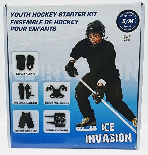 Winnwell Ice Invasion 8-Piece Youth Ice Hockey Starter Kit, Pads Gloves Pants