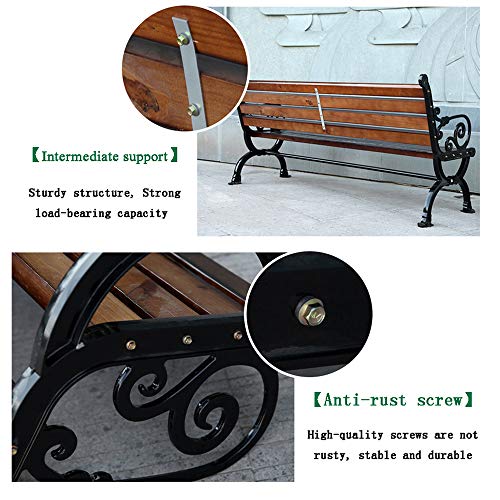 Chair Massivholz Gartenbank, Außenterrasse 2 Sitze Eisen Massivholzbank, Korrosions- Und Rostschutz – Bild 6