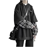 ZITEZHGO Emo Hoodie Streetwear Hoodies for Men Women Teen Boys Oversized Pullover Patchwork Sweatshirt
