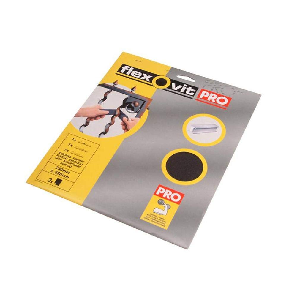 Saint Gobain 63642526304 Saint Gobain 63642526304 Flexovit Medium Emery Sheets (Pack of 3)