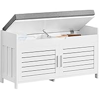 SoBuy Shoe Cabinet Bench with Cushion C Entryway Shoe Storage Organizer with Adjustable Rack, Lift-Top Hidden Compartment, Lo