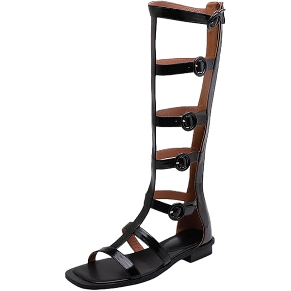 Womens Flat Summer Boots Shoes Roma Lace Up Tassel Knee High Gladiator...