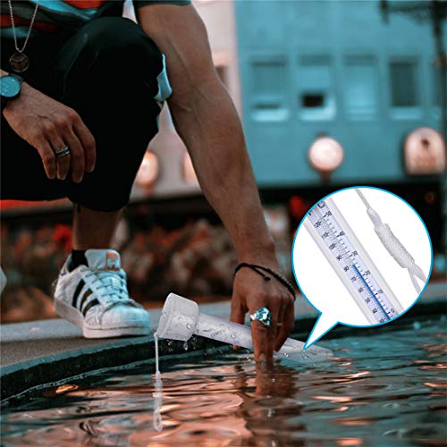 Floating Pool Thermometer,Thermometers with String Large Floating,for Outdoor & Indoor Swimming Pools, Spas, Hot Tubs, Jacuzzis & Aquariums and Fish Pond Pool Thermometer Floating Easy Read