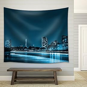 City Full of Light at Night - Fabric Wall Tapestry Home Decor - 51x60 inches