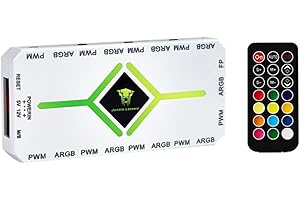 Jungle Leopard ARGB and PWM White Fan Hub Controller, 1 to9 Ports for A-RGB &PWM Case Fan Hub with Controller and SATA Power 