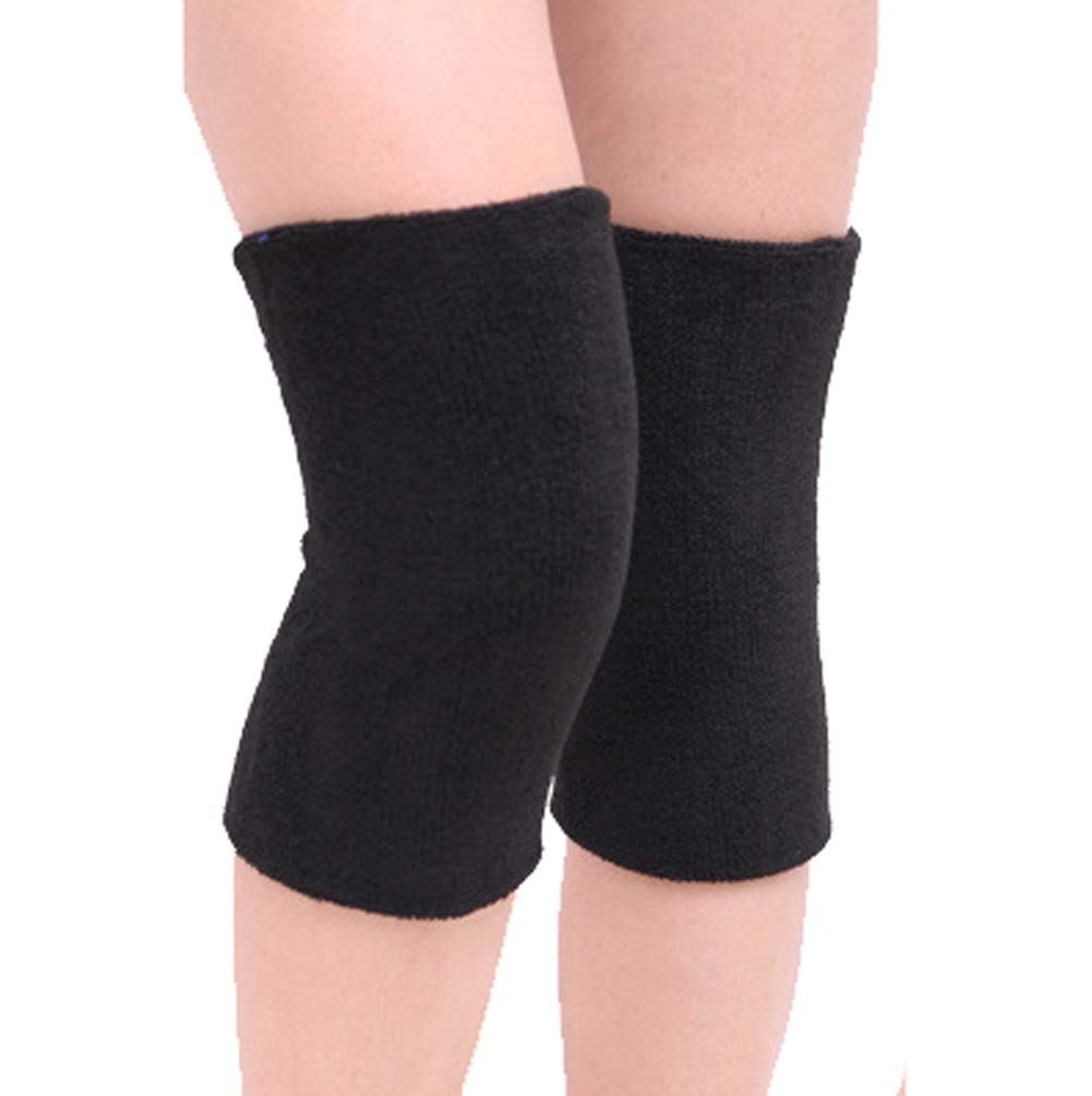 QUUPY 1 Pair Unisex Thermal Knee Support Sleeves Elastic Knee Warmers for Women Men Winter Soft Knees Pads for Running Hiking Cycling