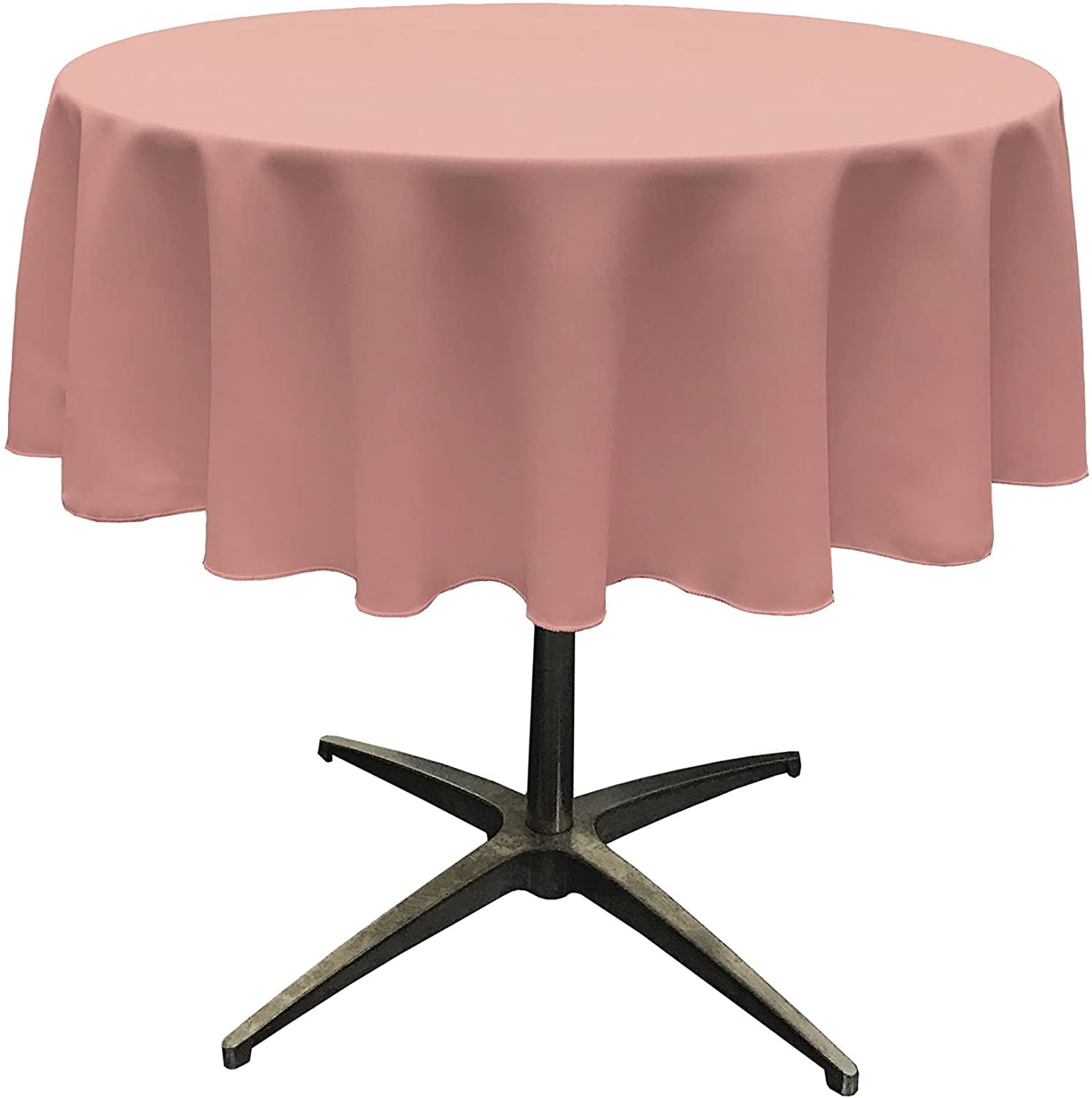 LA Linen Polyester Poplin Round Tablecloth, 51-Inches, Dusty Rose, 129.5 x 129.5 x 0.04 cm, TCpop51R_RoseP79