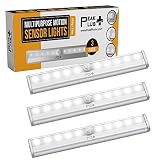 PEAKPLUS LED Motion Sensor Night Light, Stick On Lights, LED Closet Light 10 LED Battery Operated Lights [3 Pack] - Magnetic Wireless Motion Sensor Light Strip for Closet, Under Cabinet, Stairs