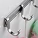 Kes A4060H6 Wall Mount Towel Hook Rail/Coat Rack with 6 Flared Top Hooks, Aluminum